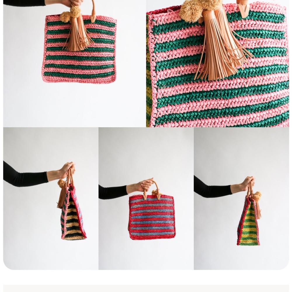 Loeffler Randall Stripe Raffia Tote